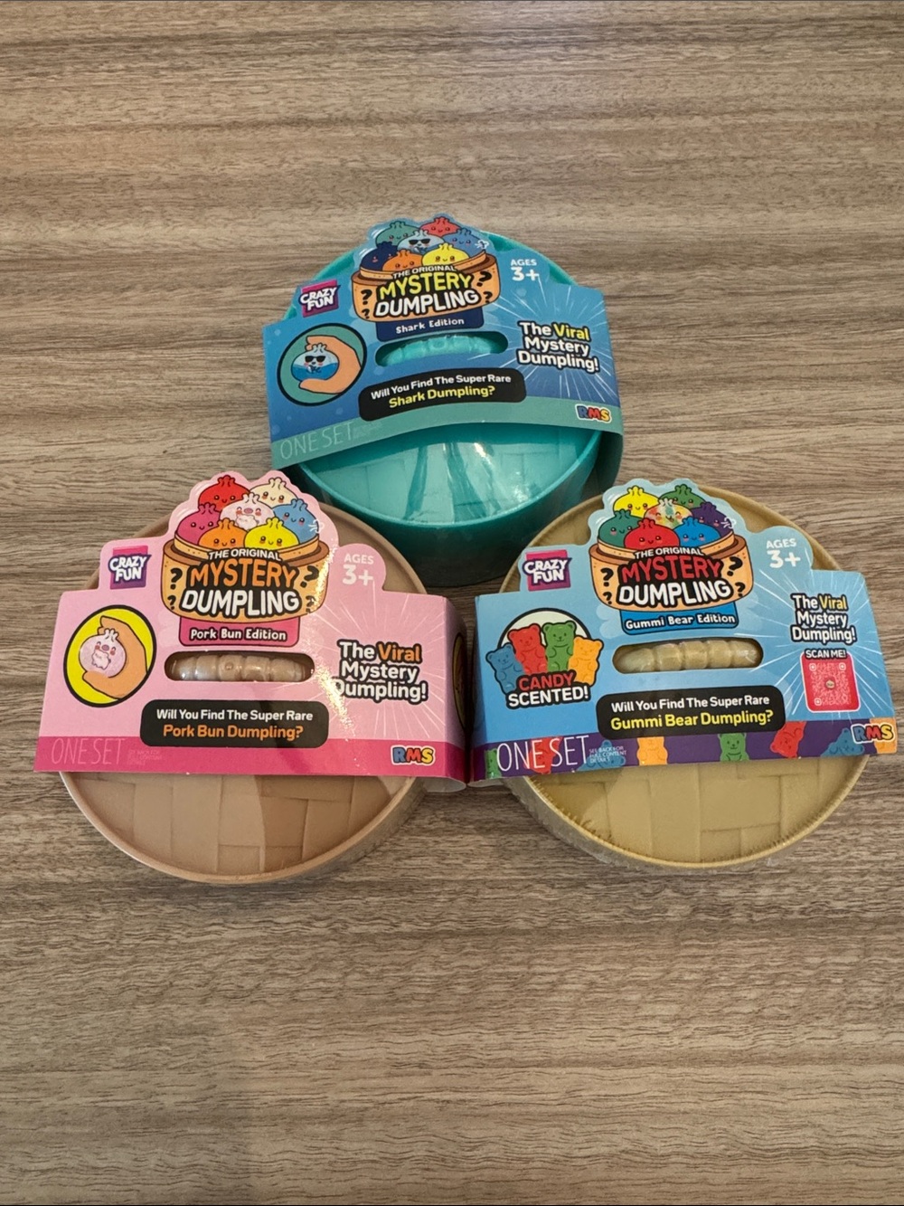 Mystery Dumpling Pork Bun, Gummi Bear & Shark Edition. Set of 3. NEW